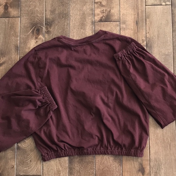 Aritzia Wilfred Jolie Crop Tshirt-Burgundy-Size M - Picture 8 of 10